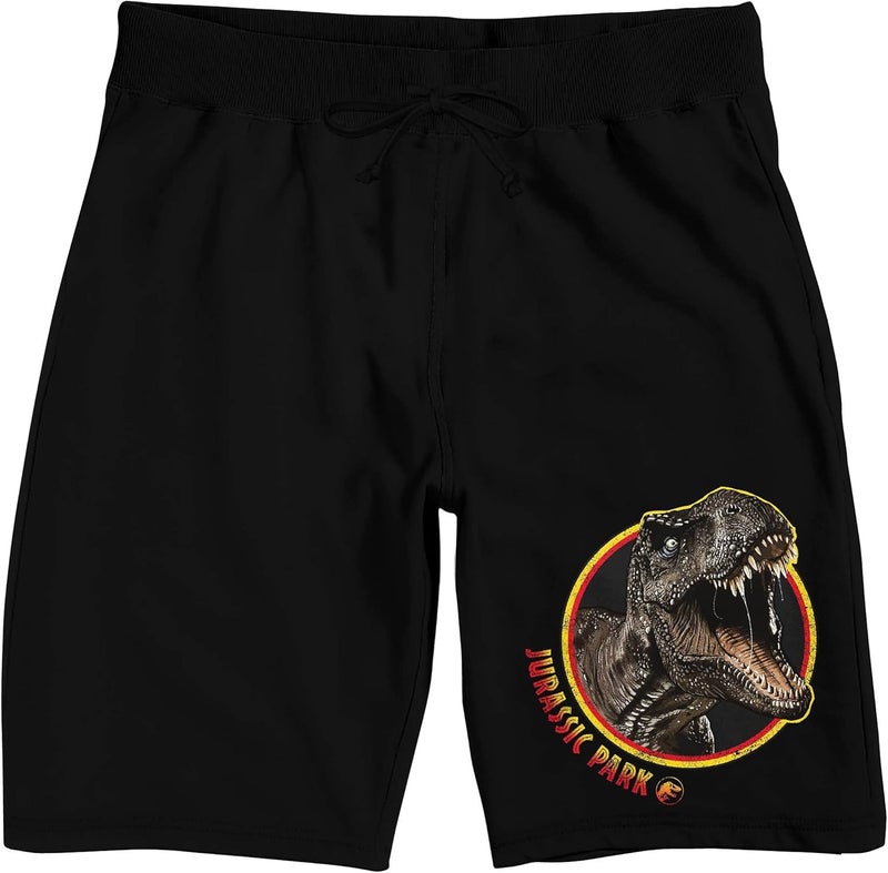 Bio World Jurassic Park T-Rex Men's Black Sleep Pajama Shorts - Image 1